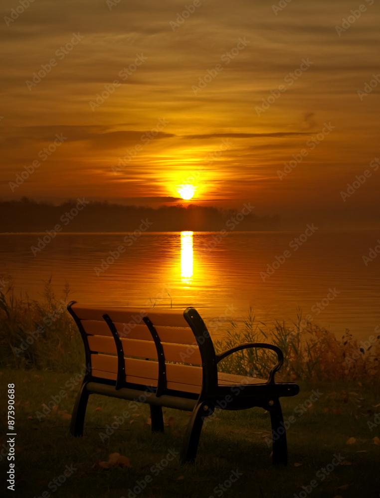 bench and sunset