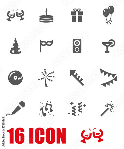 Vector grey party icon set