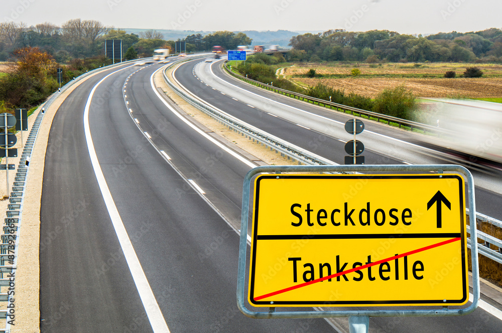 Naklejka premium Ortseingangsschild Steckdose