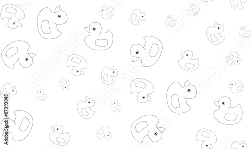 Vector seamless background of ducklings bath on a white background.
