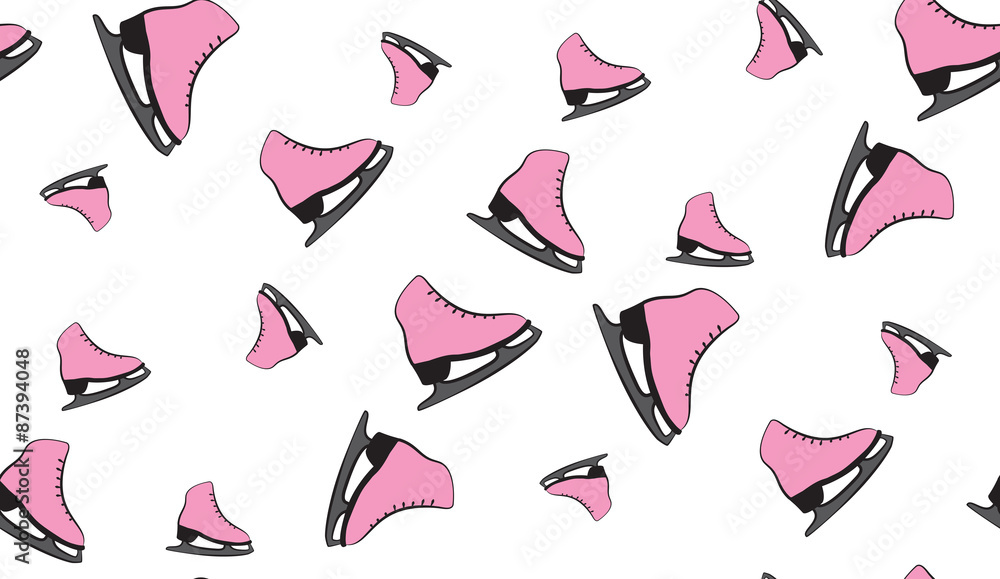 Obraz premium Vector seamless background of figure skates. The pattern of skates randomly scattered.