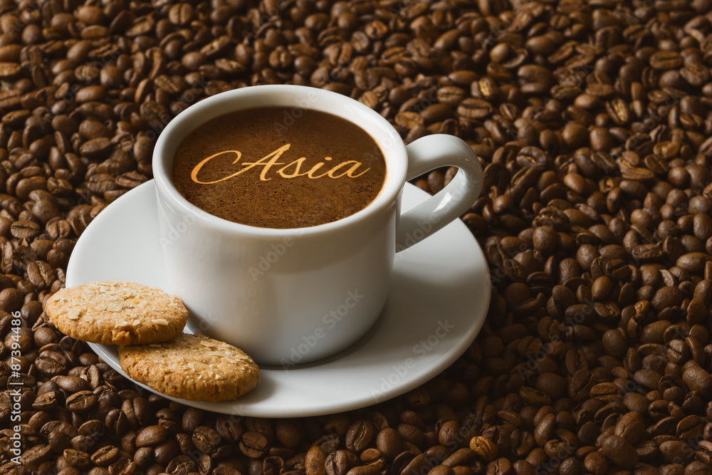 Fototapeta premium Still life - coffee with text Asia