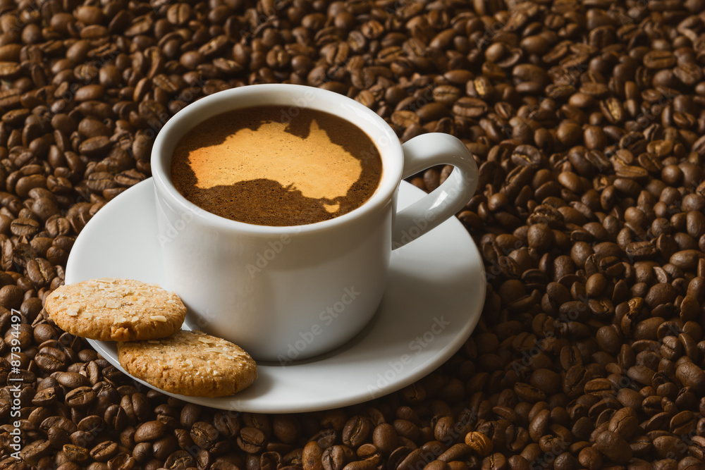 Still life - coffee with map of Australia