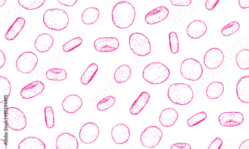 Vector seamless background of blood. The pattern of leukocytes under the microscope.