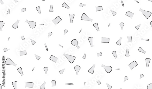 Vector seamless background of test tubes and flasks on a white background. The pattern of chemical facilities.