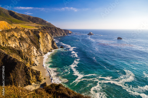 Ocean view near Bixby Creek Bridge in Big Sur, California