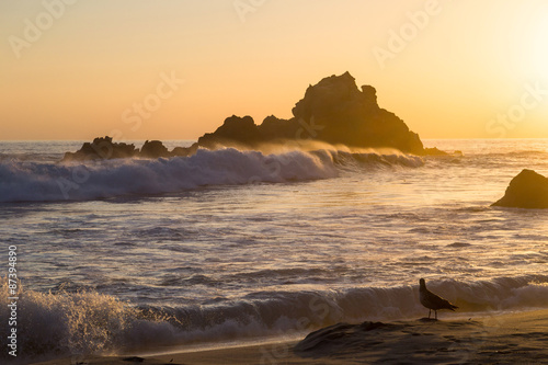 Sunset at the beach at Pfeiffer State Park, Big Sur, California photo