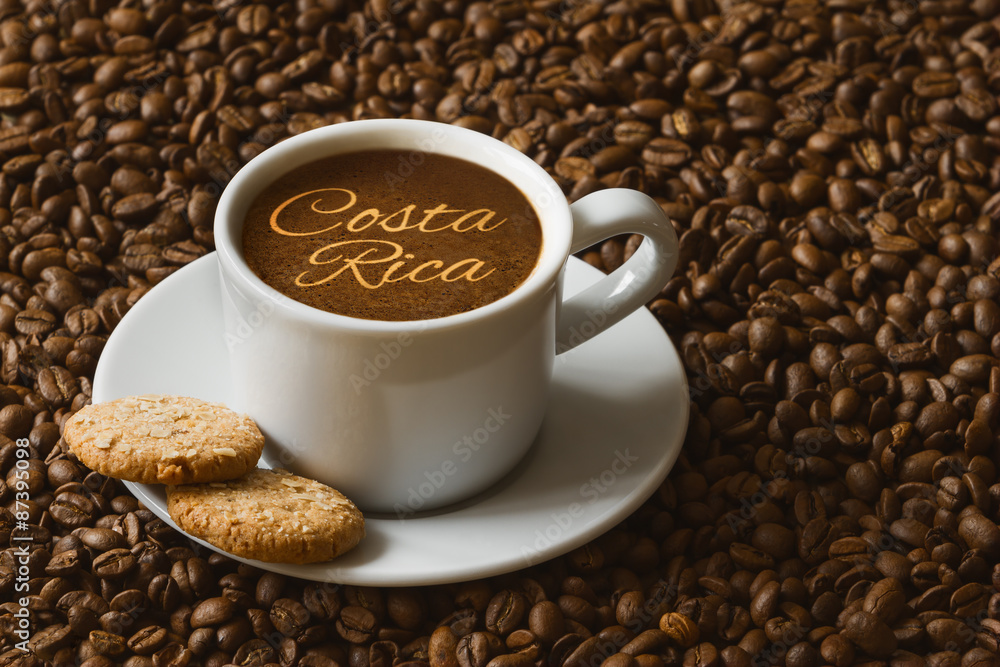 Fototapeta premium Still life - coffee with text Costa Rica
