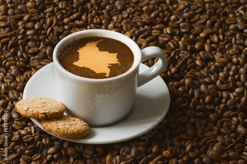 Obraz na płótnie Still life - coffee with map of Colombia w salonie
