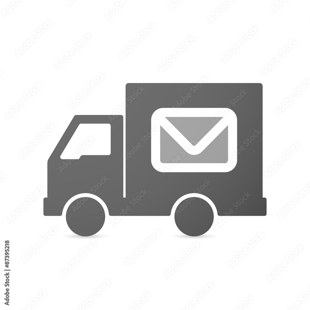 Isolated delivery truck icon with an envelope Isolated delivery truck icon with an envelope