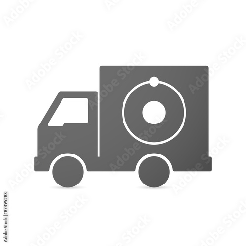 Isolated delivery truck icon with an atom