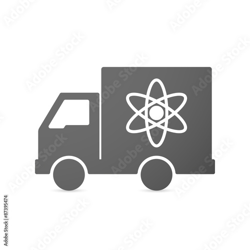 Isolated delivery truck icon with an atom
