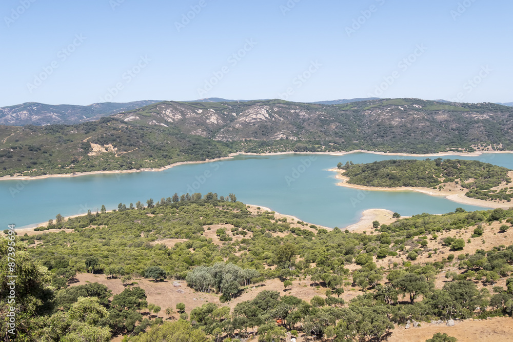Obraz premium Guadarranque reservoir, Castellar de la Frontera, Andalusia, Spa