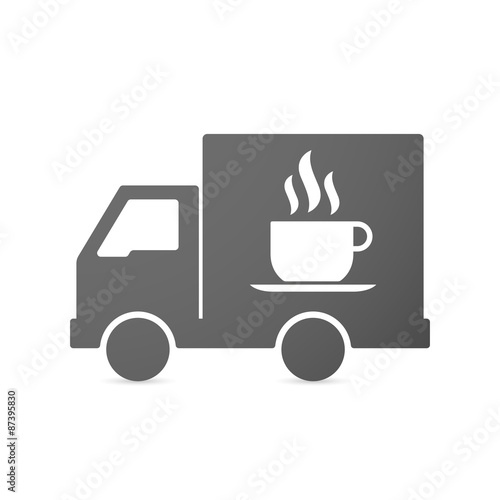 Isolated delivery truck icon with a cup of coffee
