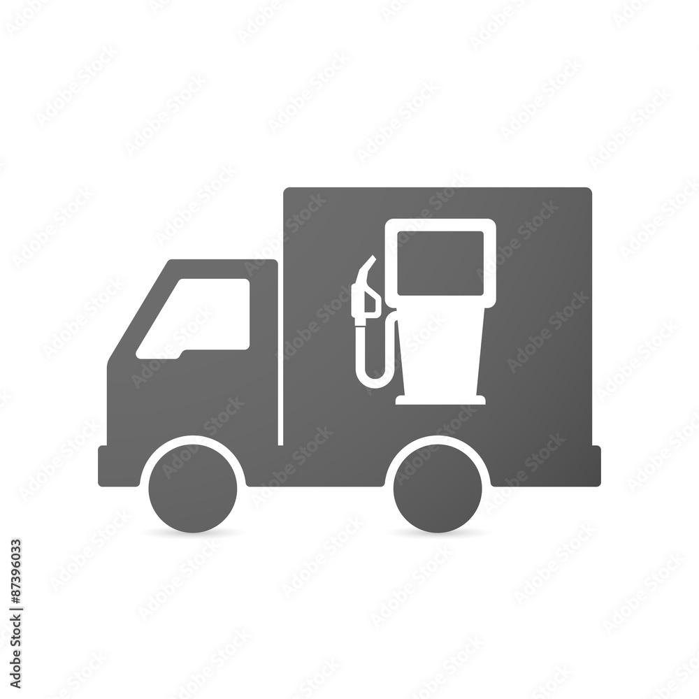 Isolated delivery truck icon with a gas station Isolated delivery truck icon with a gas station