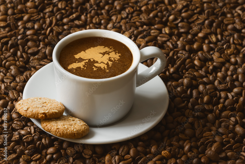 Fototapeta premium Still life - coffee with map of Hong Kong
