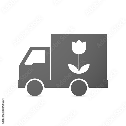 Isolated delivery truck icon with a tulip