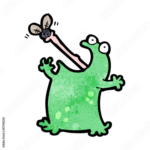 Fototapeta Naklejka Na Ścianę i Meble -  cartoon frog catching fly