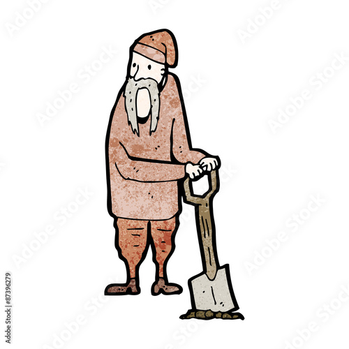 cartoon peasant digging