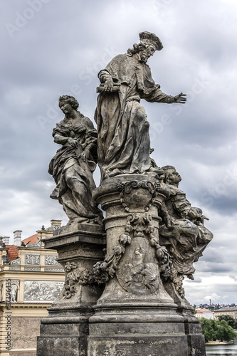 Statue on Charles Bridge  Karluv most  1357 . Prague  Czech Rep.