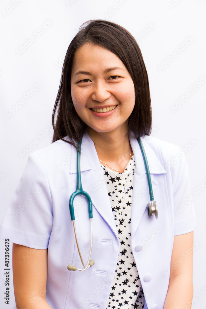 Young doctor woman smile face with stethoscope with nature green Young doctor woman smile face with stethoscope with nature green