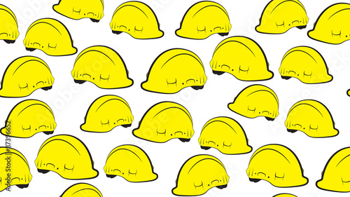 Vector seamless background of construction helmets on a white background. Pattern helmets. photo