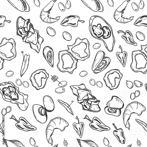 tapas food seamless pattern