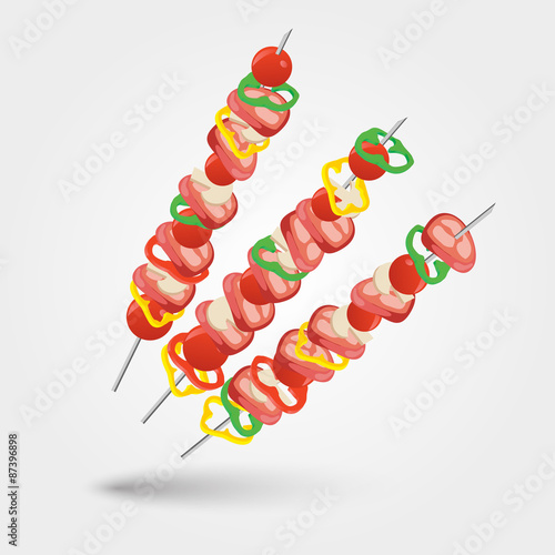 shashlik - grilled meat and vegetables