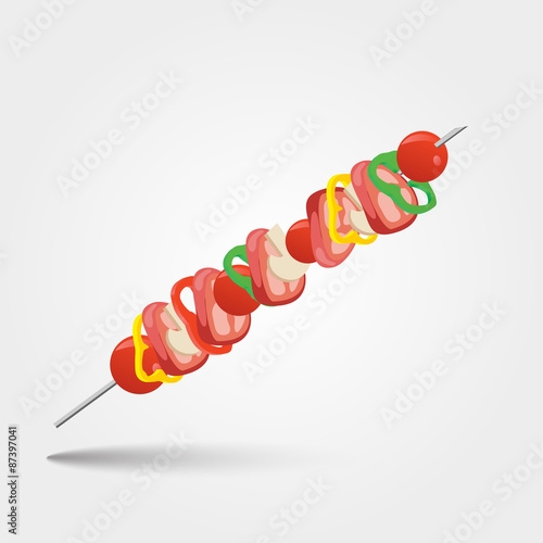 shashlik - grilled meat and vegetables
