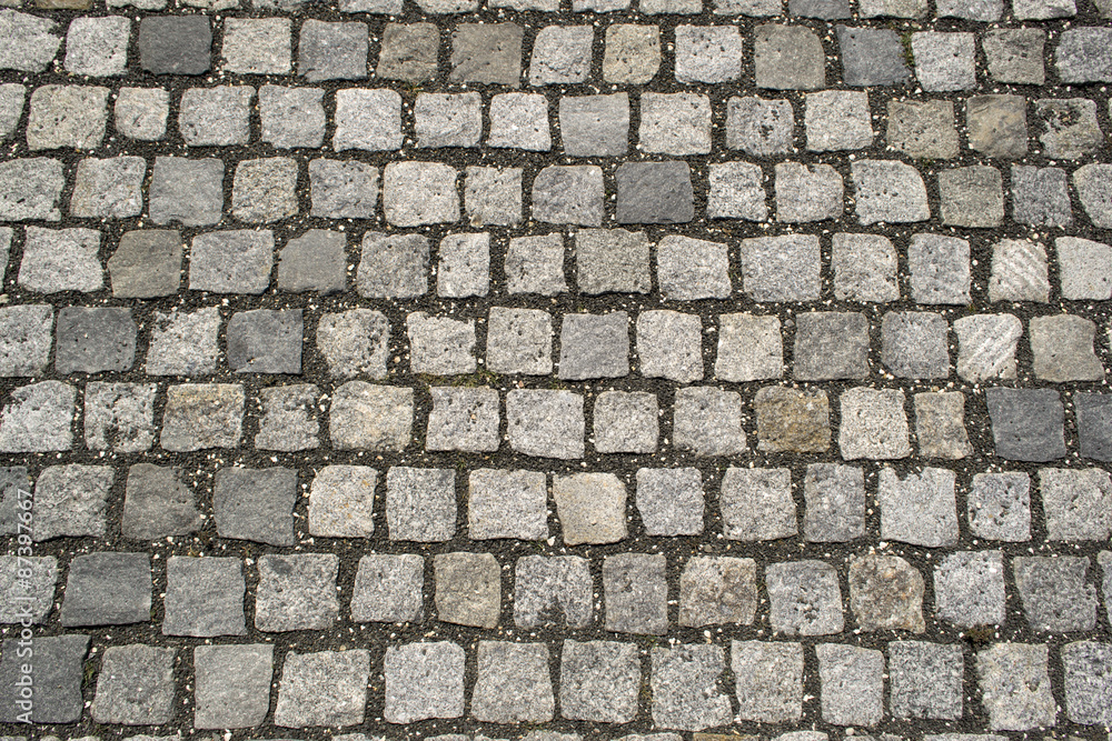Paved cobblestone street texture
