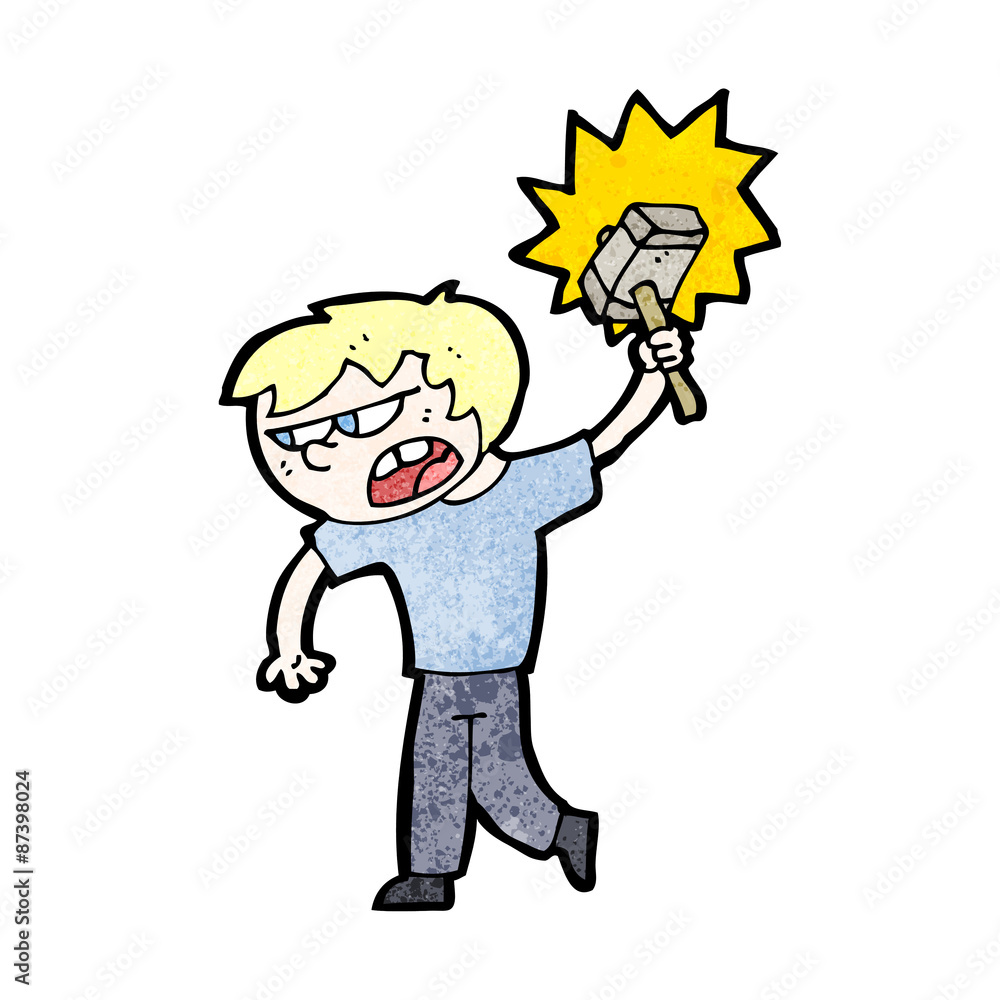 cartoon angry blond boy