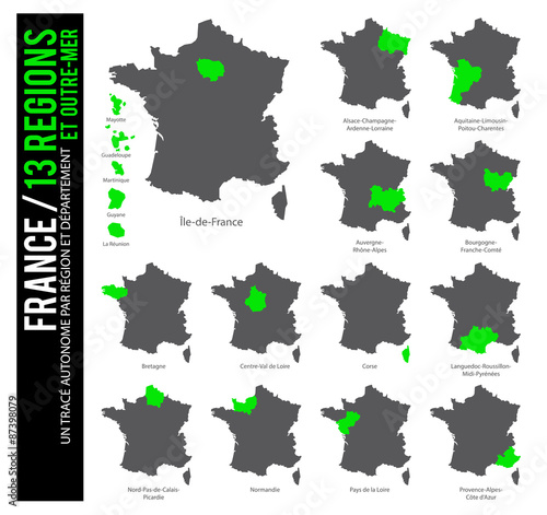 Carte de France / 13 régions et outre-mer
