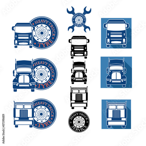 vector illustration set heavy truck automobile service