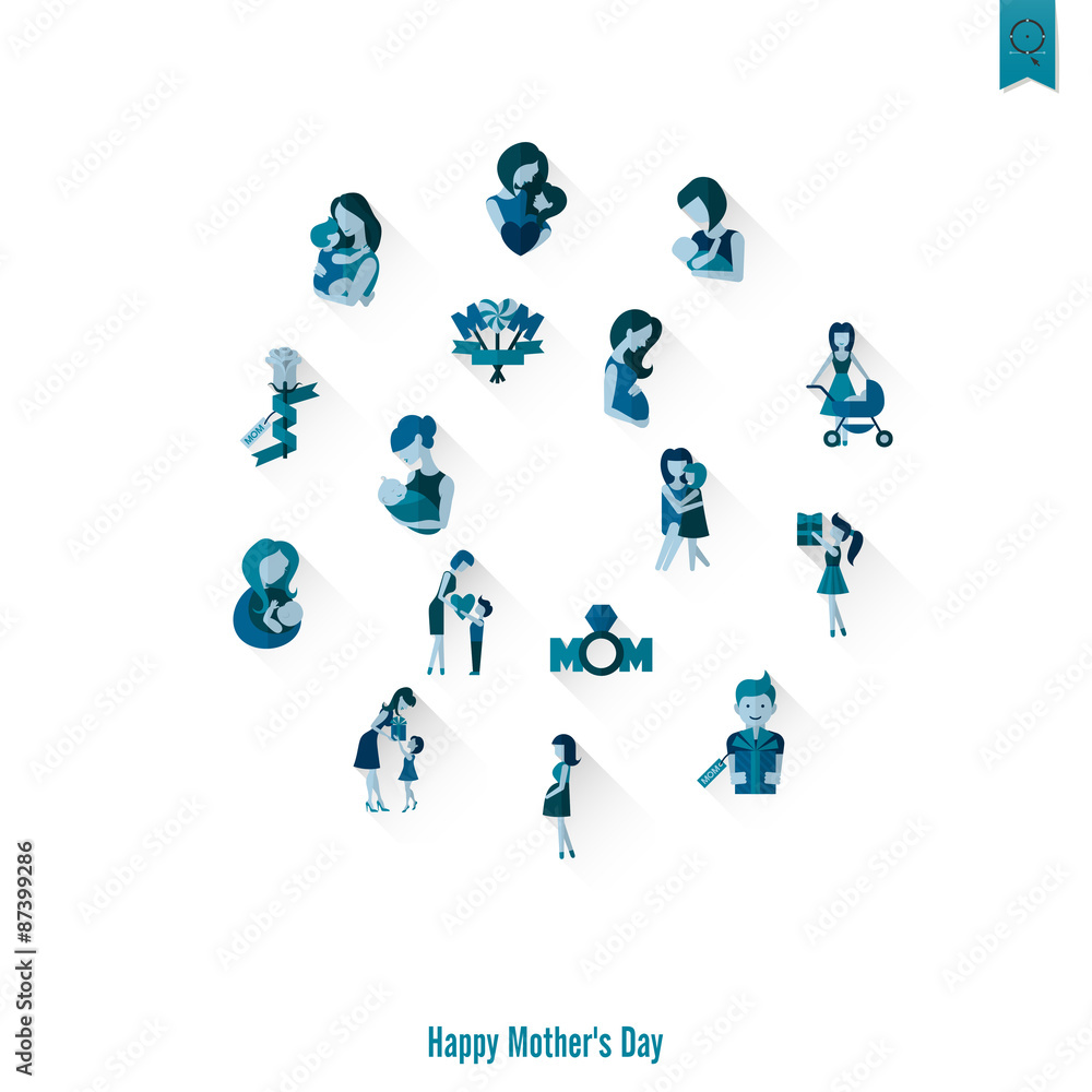 Fototapeta premium Happy Mothers Day Icons
