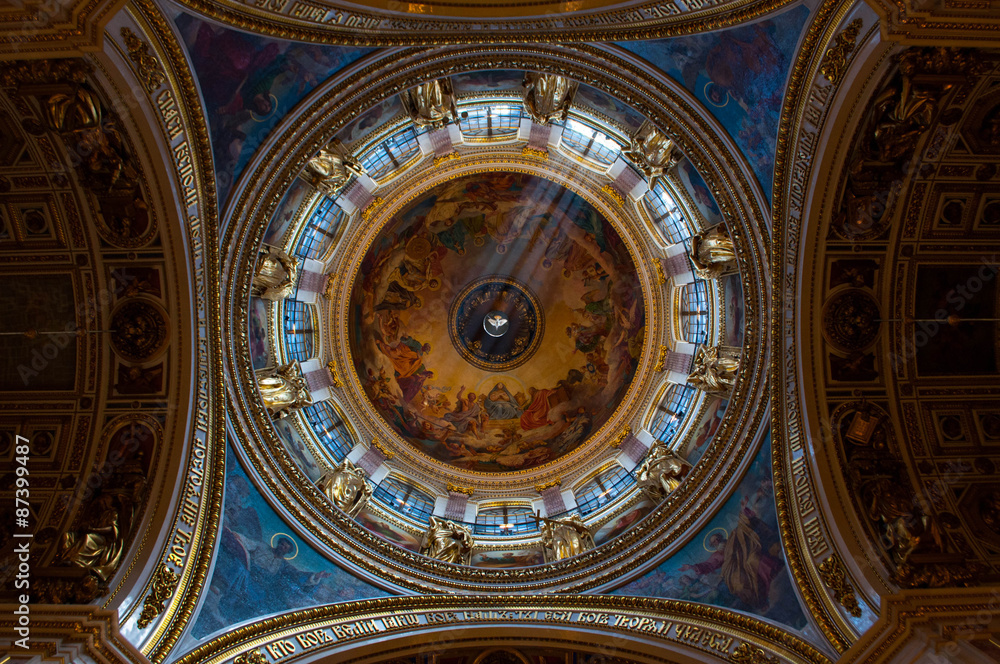 Dome interior of Saint Isaac Cathedral  in Saint Petersburg