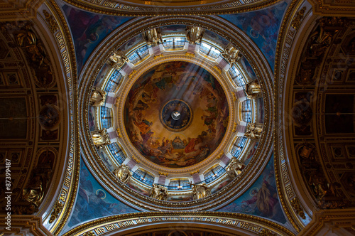 Dome interior of Saint Isaac Cathedral in Saint Petersburg
