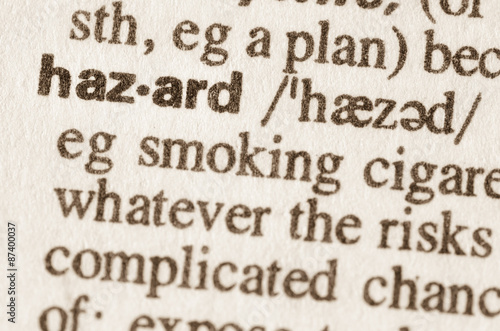 Dictionary definition of word hazard