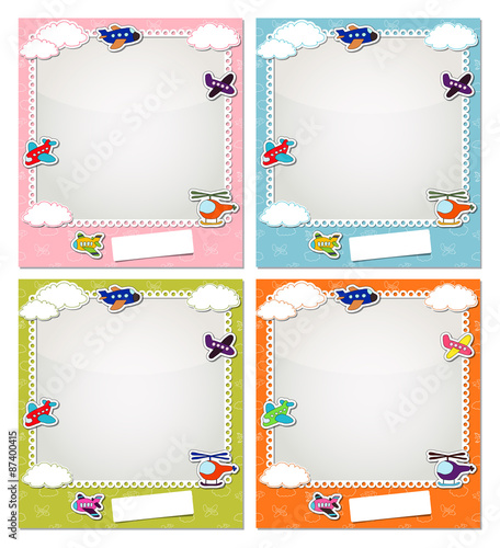 Children photo frames with the aircraft and clouds