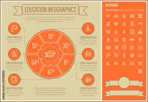 Education Line Design Infographic Template