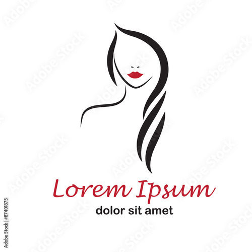 Beautiful woman's face on white background. Beauty logo template. fashion model vector illustration. Card for hair and beauty salon. Girl face Logo