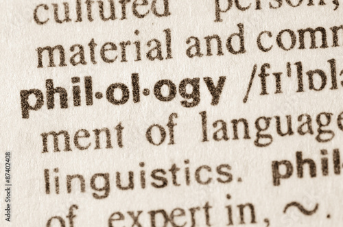 Dictionary definition of word philology photo