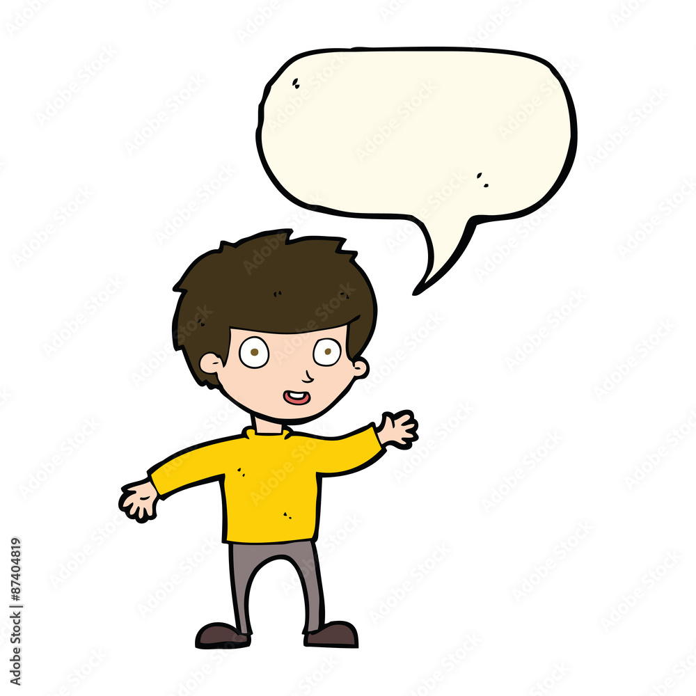 cartoon happy boy with speech bubble cartoon happy boy with speech bubble