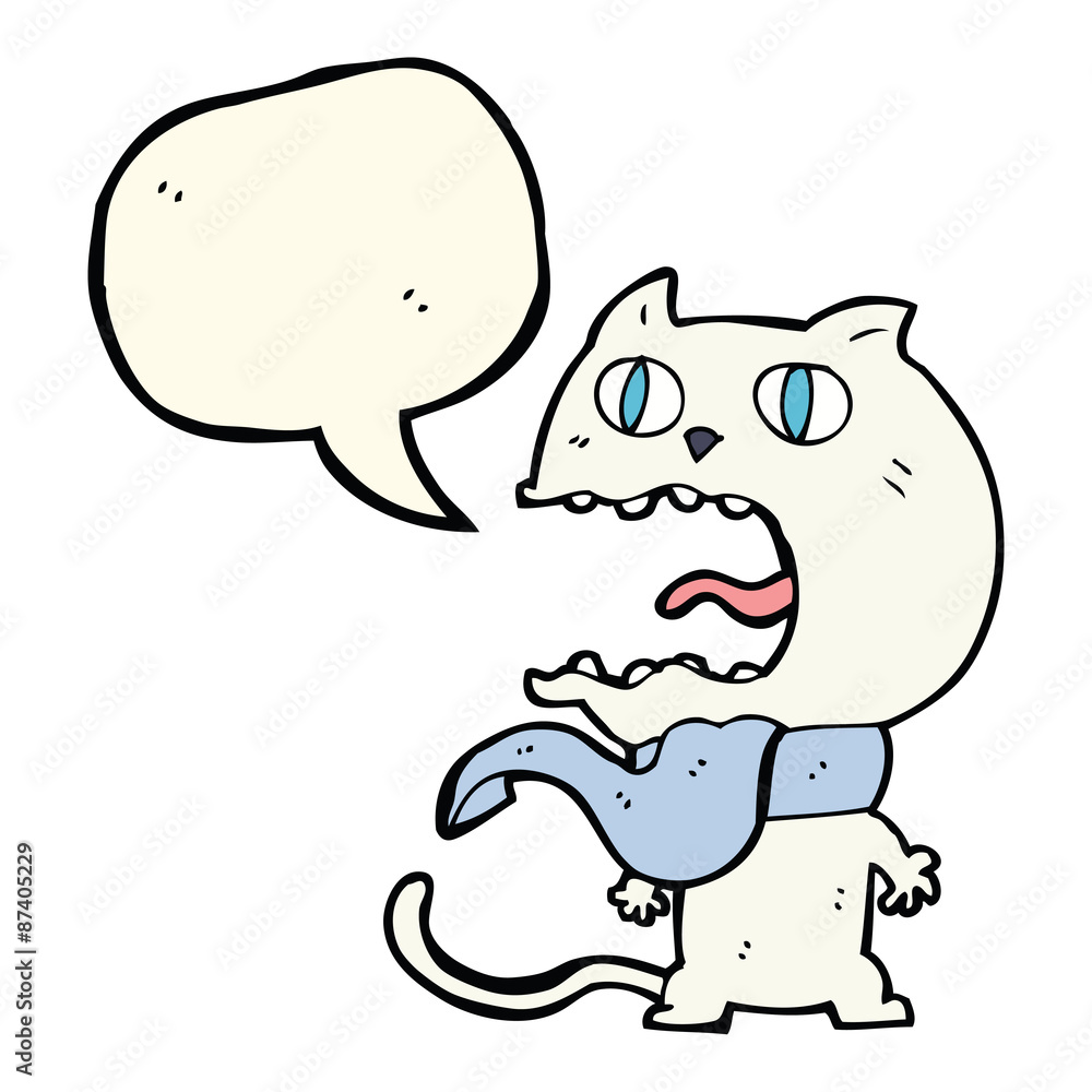 cartoon frightened cat with speech bubble cartoon frightened cat with speech bubble