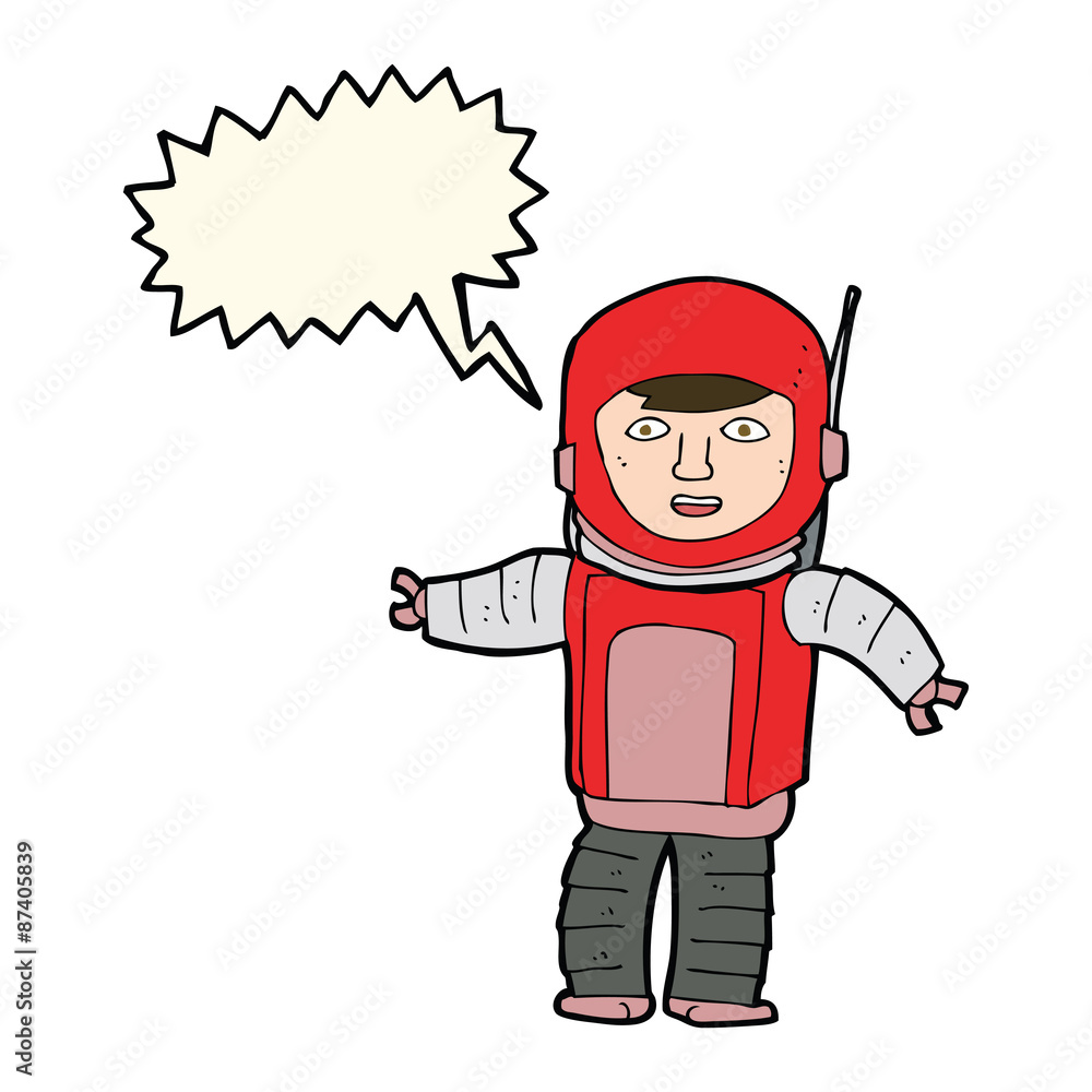 Fototapeta premium cartoon astronaut with speech bubble