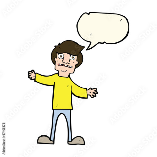 cartoon surprised man with speech bubble