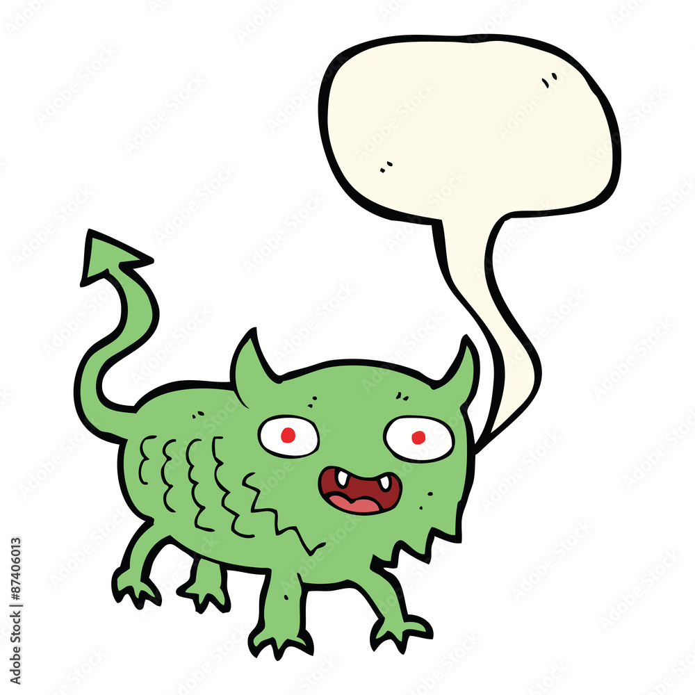 cartoon little demon with speech bubble cartoon little demon with speech bubble