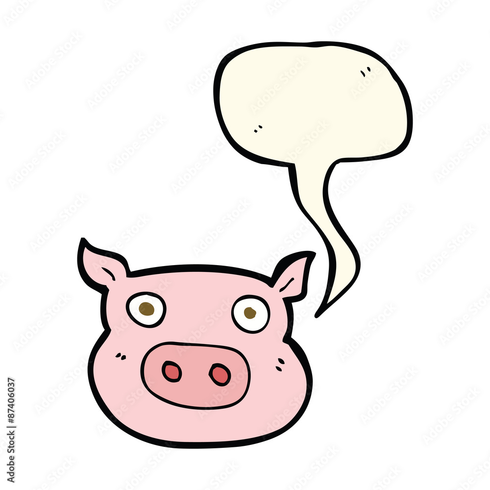 cartoon pig face with speech bubble cartoon pig face with speech bubble