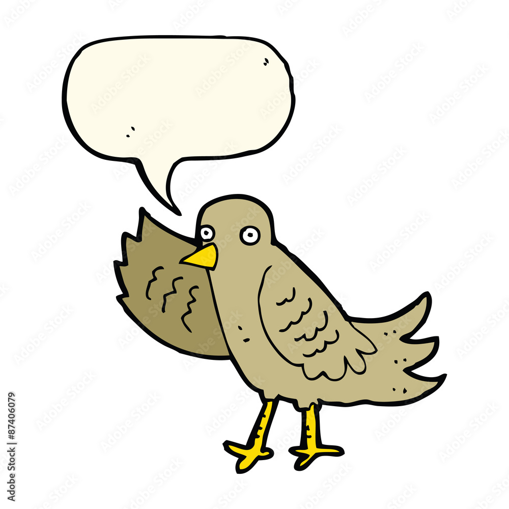 cartoon waving bird with speech bubble cartoon waving bird with speech bubble