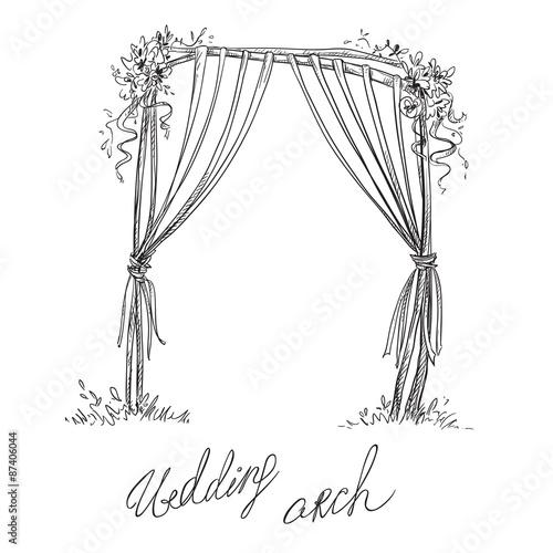 Wedding arch. Decoration. Vector sketch. Design element. 