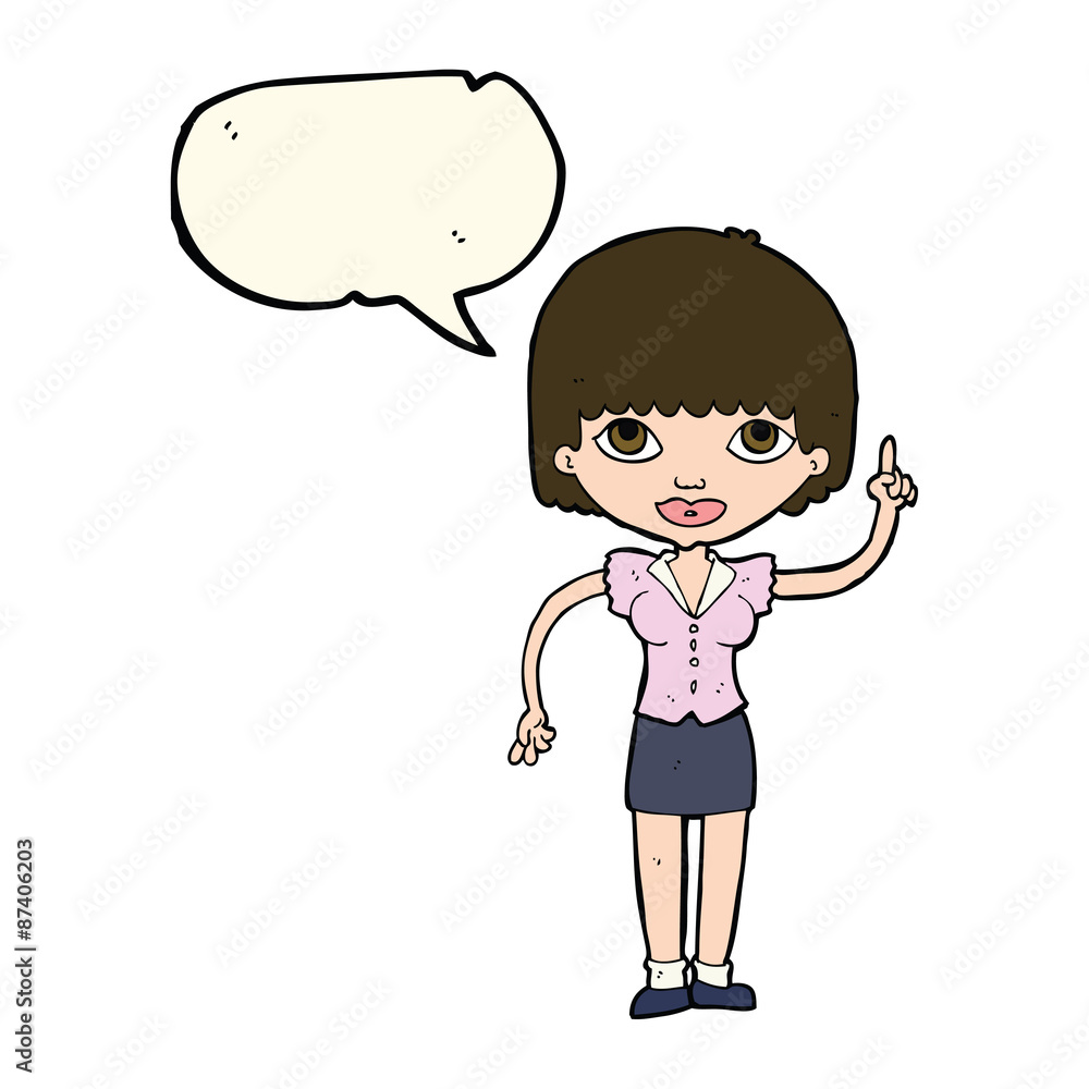 cartoon woman with idea with speech bubble cartoon woman with idea with speech bubble